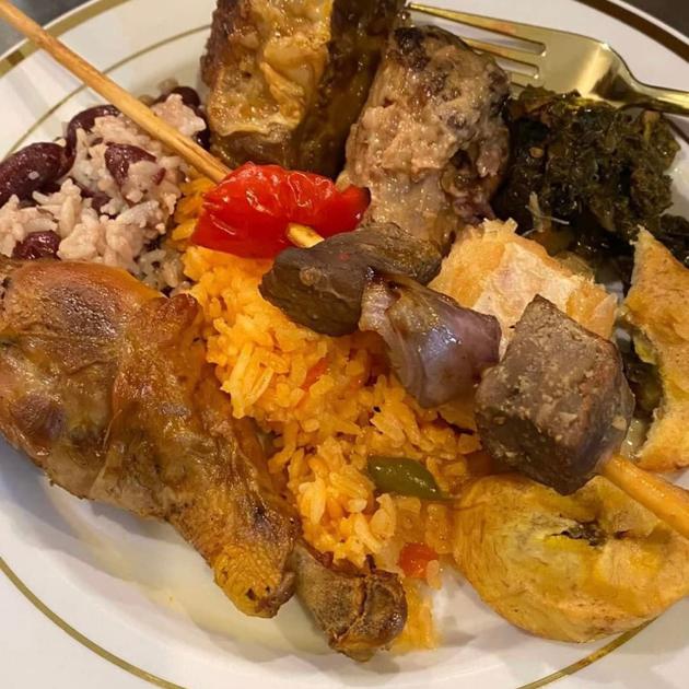 Traditional Congolese food plate